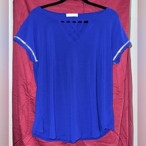 89th & Madison Royal Blue Rhinestone Top Large